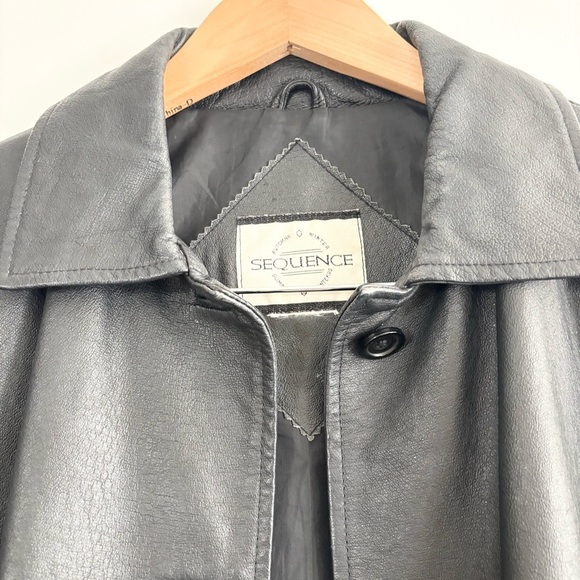 Vintage Sequence Leather Car Coat Style Jacket - Picture 6 of 14